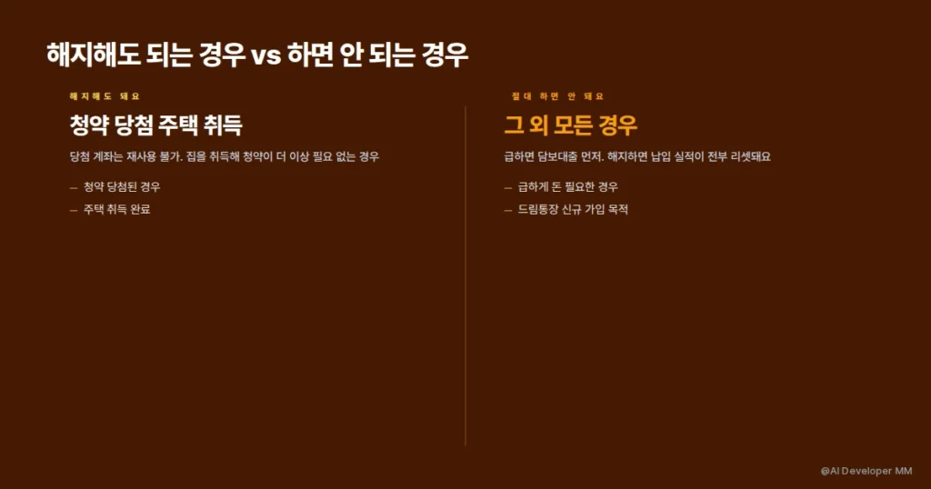 청약통장 해지해도 되는 경우와 해지하면 안 되는 경우