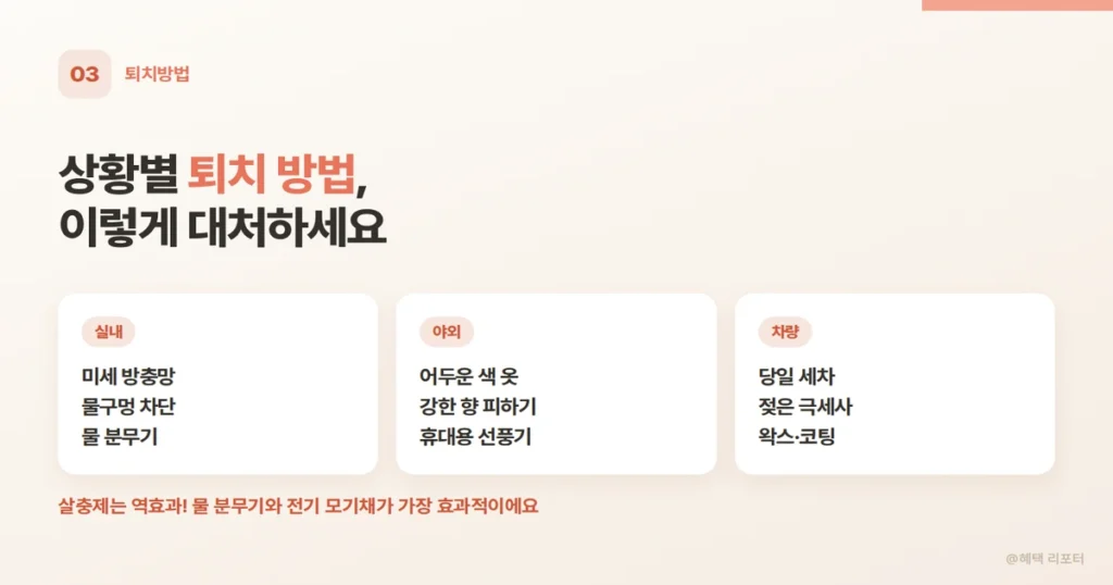 러브버그 상황별 퇴치 방법 안내 카드