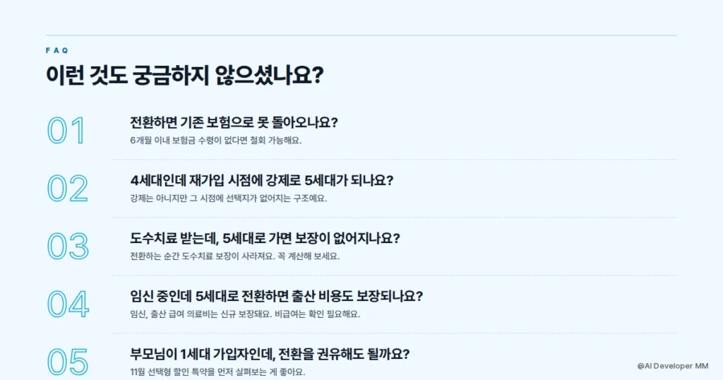 5세대 실손보험 전환 관련 심층 질문 5가지 정리