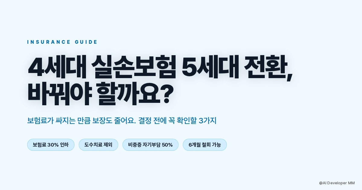 4세대 실손보험 5세대 전환, 결정 전에 꼭 확인할 3가지 안내 이미지