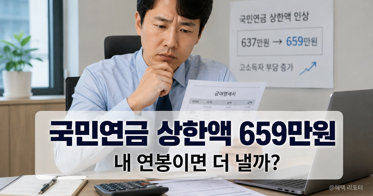 국민연금 상한액 659만원 인상 소식을 전하는 썸네일 이미지